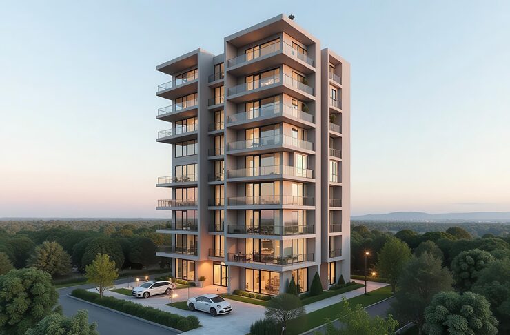 Modern under construction residential tower by Ashwin Sheth in Goregaon West with luxury facade