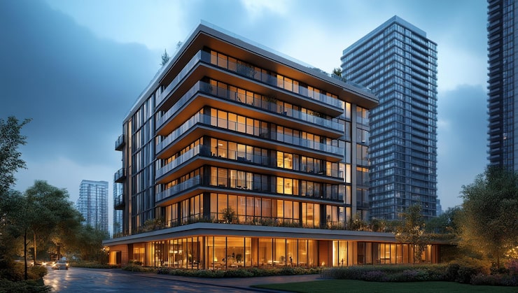 Commercial office building of Mehta Nlnch under construction in Goregaon East with modern glass design
